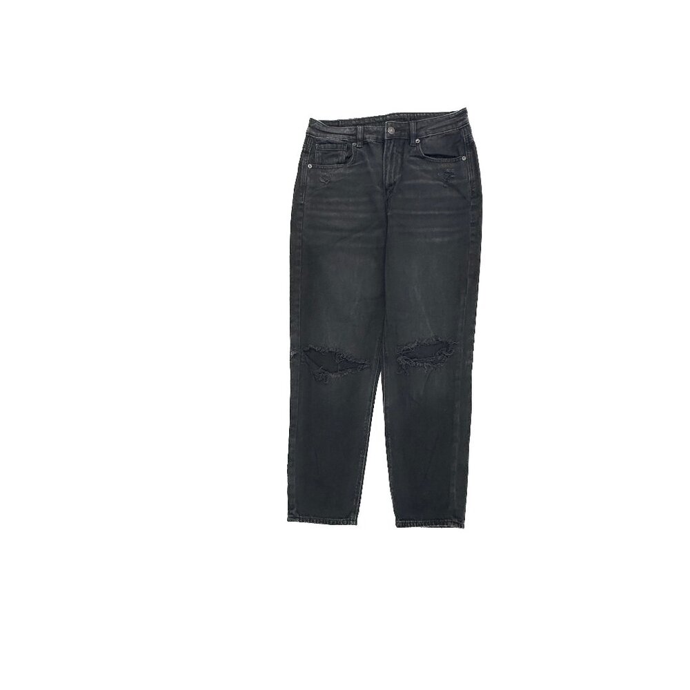 American Eagle Mom Jean Distressed Women's size‎ 8 Black Denim Jeans